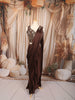 Coffee Brown Abstract Sequins and Beads Embroidered Design Satin Ready to Wear Draped Saree with Matching Designer Blouse