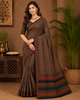 Coffee Brown Abstract Woven Design Pure Cotton Saree with Woven Border