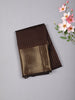 Coffee Brown Checked Zari Woven Design Soft Silk Fancy Saree with Zari Border