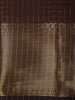 Coffee Brown Checked Zari Woven Design Soft Silk Fancy Saree with Zari Border