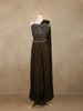 Coffee Brown Embroidery Georgette Ready To Wear Saree with Designer Blouse