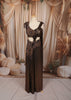 Coffee Brown Floral Beads Embroidered Design Shimmer Ready to Wear Saree with Matching Designer Blouse