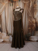 Coffee Brown Floral Beads and Zari Embroidered Design Semi Silk Mermaid Lehenga with Choker Dupatta