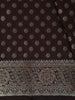 Coffee Brown Floral Design Semi Banarasi Saree