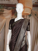 Coffee Brown Floral Design Semi Banarasi Saree