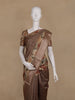 Coffee Brown Floral Design Tussar Silk Saree