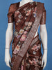 Coffee Brown Floral Designed Tussar Saree