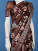 Coffee Brown Floral Designed Tussar Saree