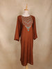 Coffee Brown Floral Embroidered Cotton Kurti