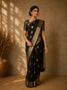 Coffee Brown Floral Motif Design Semi Banarasi Silk Saree