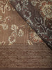 Coffee Brown Floral Printed Chanderi Cotton Saree with Zari Woven Border