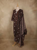 Coffee Brown Floral Printed Design Cotton Salwar Suit with Dupatta