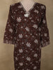 Coffee Brown Floral Printed Design Cotton Salwar Suit with Dupatta