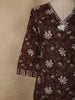 Coffee Brown Floral Printed Design Cotton Salwar Suit with Dupatta