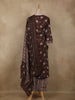 Coffee Brown Floral Printed Design Cotton Salwar Suit with Dupatta