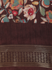 Coffee Brown Floral Printed Design Mixed Silk Cotton Saree with Designer Border
