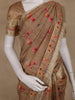 Coffee Brown Floral Printed Design Tussar Silk Saree