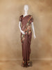 Coffee Brown Floral Printed Tissue Saree With Woven Buttas