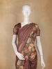 Coffee Brown Floral Printed Tissue Saree With Woven Buttas