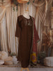 Coffee Brown Floral Sequins Embroidered Design Cotton Straight Cut Salwar Suit with Dupatta