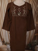 Coffee Brown Floral Sequins Embroidered Design Cotton Straight Cut Salwar Suit with Dupatta