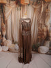 Coffee Brown Floral Sequins and Silver Beads Embroidered Design Shimmer Ready to Wear Saree with Cape Sleeve