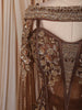 Coffee Brown Floral Sequins and Silver Beads Embroidered Design Shimmer Ready to Wear Saree with Cape Sleeve