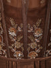 Coffee Brown Floral Sequins and Silver Beads Embroidered Design Shimmer Ready to Wear Saree with Cape Sleeve