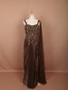 Coffee Brown Floral Vine Beads Embroidered Design Shimmer Party Wear Indo Western Gown