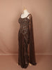Coffee Brown Floral Vine Beads Embroidered Design Shimmer Party Wear Indo Western Gown