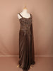 Coffee Brown Floral Vine Beads Embroidered Design Shimmer Party Wear Indo Western Gown
