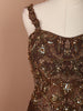 Coffee Brown Floral Vine Beads Embroidered Design Shimmer Party Wear Indo Western Gown