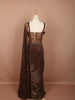 Coffee Brown Floral Vine Beads Embroidered Design Shimmer Party Wear Indo Western Gown