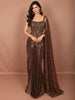 Coffee Brown Floral Vine Beads Embroidered Design Shimmer Party Wear Indo Western Gown