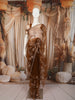 Coffee Brown Floral Vine Sequins and  Beads Embroidered Design Net Party Wear Saree with Designer Border
