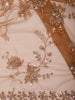 Coffee Brown Floral Vine Sequins and  Beads Embroidered Design Net Party Wear Saree with Designer Border