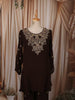 Coffee Brown Floral Zari Embroidered Design Chiffon Fancy Palazzo Suit