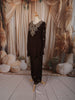 Coffee Brown Floral Zari Embroidered Design Chiffon Fancy Palazzo Suit