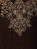 Coffee Brown Floral Zari Embroidered Design Chiffon Fancy Palazzo Suit
