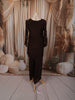 Coffee Brown Floral Zari Embroidered Design Chiffon Fancy Palazzo Suit