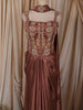 Coffee Brown Heavy Beads and Zardozi Embroidered Design Shimmer Ready To Wear Saree with Corset Style