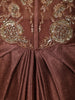 Coffee Brown Heavy Beads and Zardozi Embroidered Design Shimmer Ready To Wear Saree with Corset Style