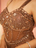 Coffee Brown Heavy Sequins and Beads Embroidered Design Holographic Partywear Gown