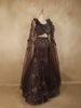 Coffee Brown Heavy Sequins and Beads Embroidered Design Mermaid Net Lehenga With Ruffled Cape