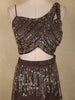 Coffee Brown Heavy Sequins and Beads Embroidered Design Mermaid Net Lehenga With Ruffled Cape