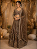 Coffee Brown Heavy Sequins and Beads Embroidered Design Net Lehenga With Net Dupatta