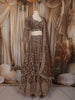 Coffee Brown Heavy Sequins and Beads Embroidered Design Net Lehenga With Net Dupatta