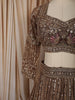 Coffee Brown Heavy Sequins and Beads Embroidered Design Net Lehenga With Net Dupatta