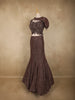 Coffee Brown Heavy Sequins and Beads Embroidered Design Net Mermaid Lehenga
