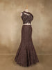 Coffee Brown Heavy Sequins and Beads Embroidered Design Net Mermaid Lehenga